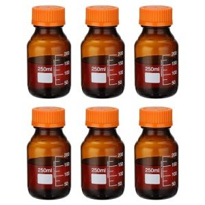 6 Pack 250ml Borosilicate Glass Storage Bottles