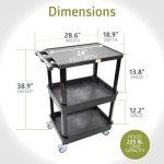 Pearington 3-Shelf Mobile Utility Cart with Bins