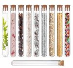 Clear Plastic Test Tubes with Cork Stoppers - 10 Pack