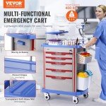 VEVOR Lab Cart with Drawers, Wheels, and Trash Cans