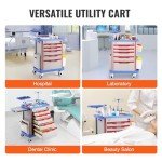VEVOR Lab Cart with Drawers, Wheels, and Trash Cans