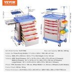 VEVOR Lab Cart with Drawers, Wheels, and Trash Cans