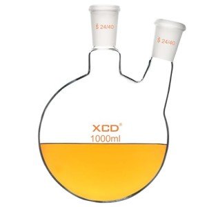 Borosilicate Glass 2-Neck Round Bottom Flask, 1000 ml