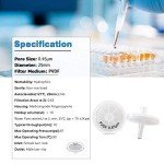 25mm PVDF Syringe Filters, 0.45μm Pore Size, 100 Pack