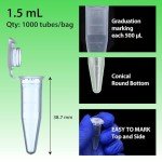 1.5 mL Autoclavable Micro Centrifuge Tubes - 1000 Pack