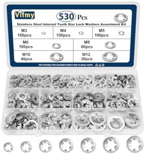 530PCS Internal Tooth Star Lock Washers Assortment Kit