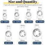 530PCS Internal Tooth Star Lock Washers Assortment Kit