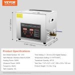 VEVOR 10L Ultrasonic Cleaner with Digital Timer