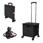 FELICON Foldable Utility Rolling Cart - Black