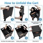 FELICON Foldable Utility Rolling Cart - Black