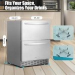 24 Inch Stainless Steel Double Drawer Fridge