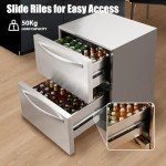 24 Inch Stainless Steel Double Drawer Fridge