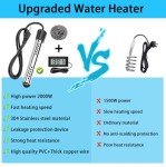 2000W Portable Immersion Water Heater with Thermometer