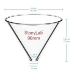 Stonylab 90mm Borosilicate Glass Stemless Funnel