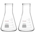 StonyLab 100ml Borosilicate Glass Erlenmeyer Flasks - 2 Pack