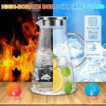 SUSTEAS 2.0L Glass Pitcher with Lid and Brush