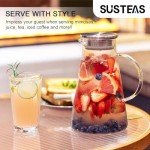 SUSTEAS 2.0L Glass Pitcher with Lid and Brush