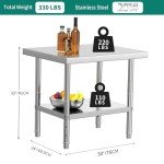 30" x 24" Stainless Steel Work Table with Shelves