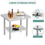 30" x 24" Stainless Steel Work Table with Shelves