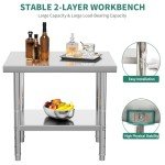30" x 24" Stainless Steel Work Table with Shelves