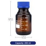 Amber Glass Reagent Media Storage Bottles - 250 ml