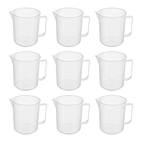 9PCS 16oz Clear Plastic Measuring Cups for Lab