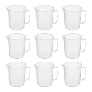 9PCS 16oz Clear Plastic Measuring Cups for Lab