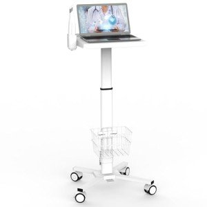 Adjustable Medical Laptop Workstation Trolley Cart with Storage