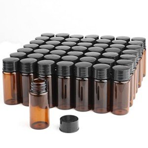 50 Pack 10ml Amber Glass Bottles with Caps