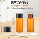 50 Pack 10ml Amber Glass Bottles with Caps