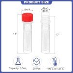 PATIKIL 0.5ml Self-Standing Cryogenic Vials, 25 Pack