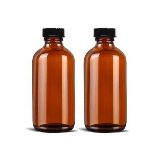 8 oz Amber Glass Boston Round Bottles - 2 Pack