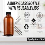 8 oz Amber Glass Boston Round Bottles - 2 Pack