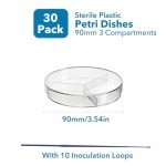 Estresen 30 PCS Sterile 90mm Petri Dishes with Lids