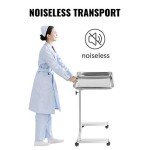Stainless Steel Adjustable Lab Cart with Removable Tray
