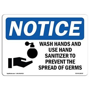 Wash Hands Sign with Symbol - Durable Vinyl
