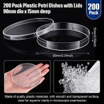 200 Pack Sterile Plastic Petri Dishes, 90mm