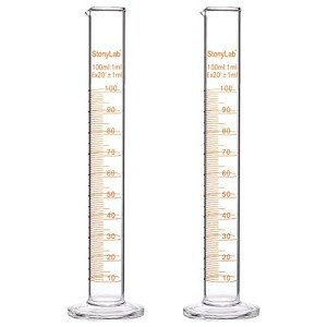 StonyLab 100ml Borosilicate Glass Graduated Cylinder - 2-Pack