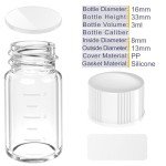 Sterile Small Glass Vials with Screw Caps, 12pcs