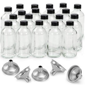 20 Pack of 4 oz Clear Glass Bottles with Funnels