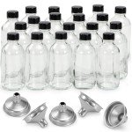 20 Pack of 4 oz Clear Glass Bottles with Funnels