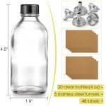 20 Pack of 4 oz Clear Glass Bottles with Funnels