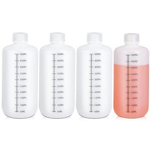 Narrow Mouth Plastic Lab Bottles with Caps - 4 Pcs