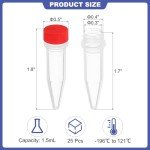 PATIKIL 1.5ml Cryogenic Vials with Red Caps - 25 Pack
