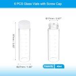 PATIKIL 6pcs 40ml Clear Glass Vials Set