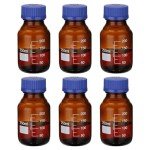 6 Pack 250ml Borosilicate Glass Lab Storage Bottles