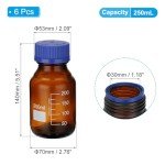 6 Pack 250ml Borosilicate Glass Lab Storage Bottles