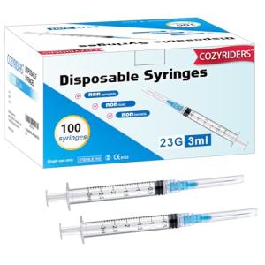 100 Pack of 1-inch 23G Luer Lock Syringes