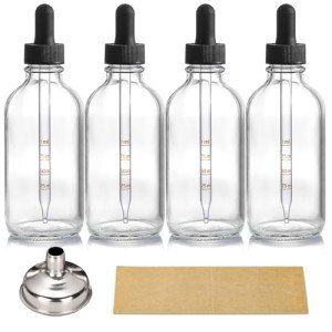4 Pack 4oz Glass Dropper Bottles for Tinctures