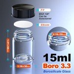 ZHANXUBIO Wide Mouth Glass Sample Vials (15ml, 8pcs)